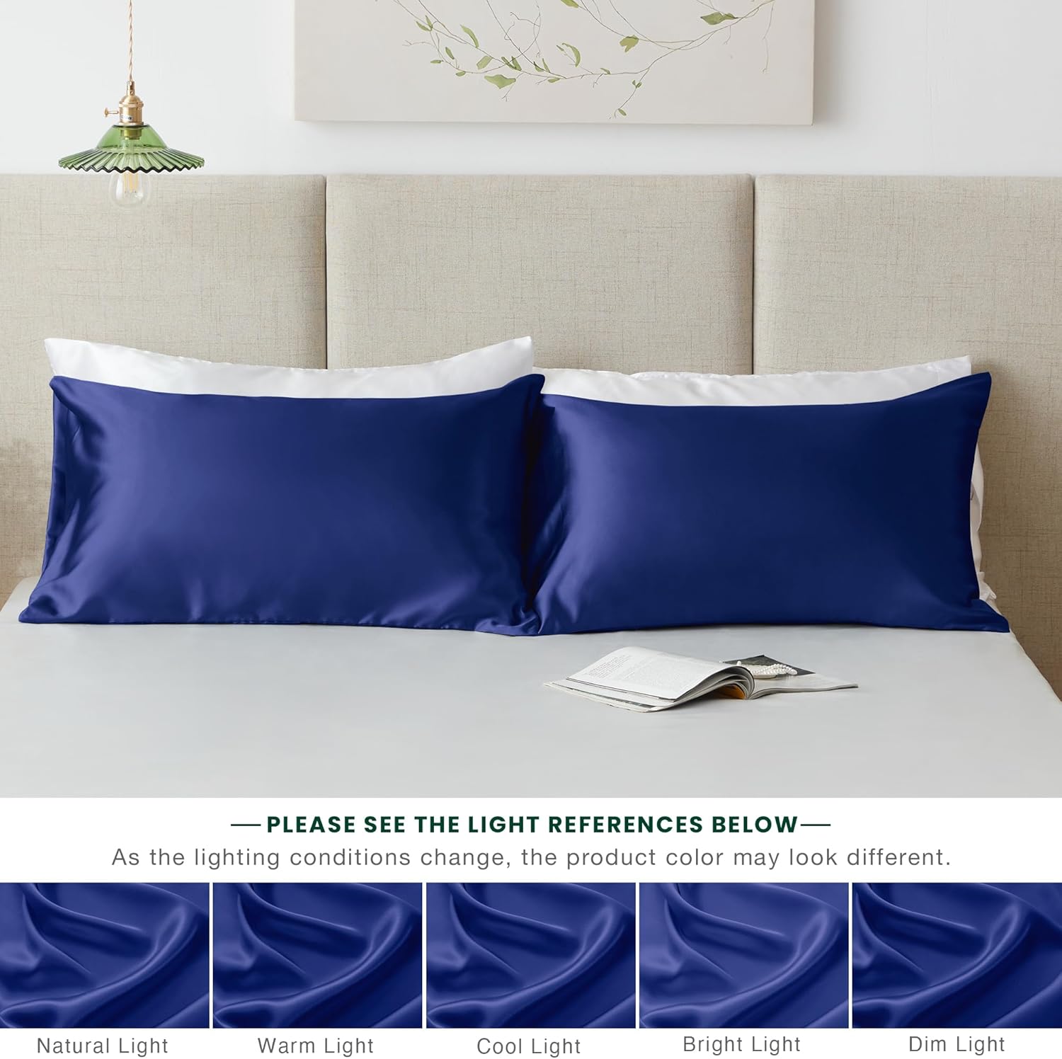 NuAira Navy Satin Pillowcase