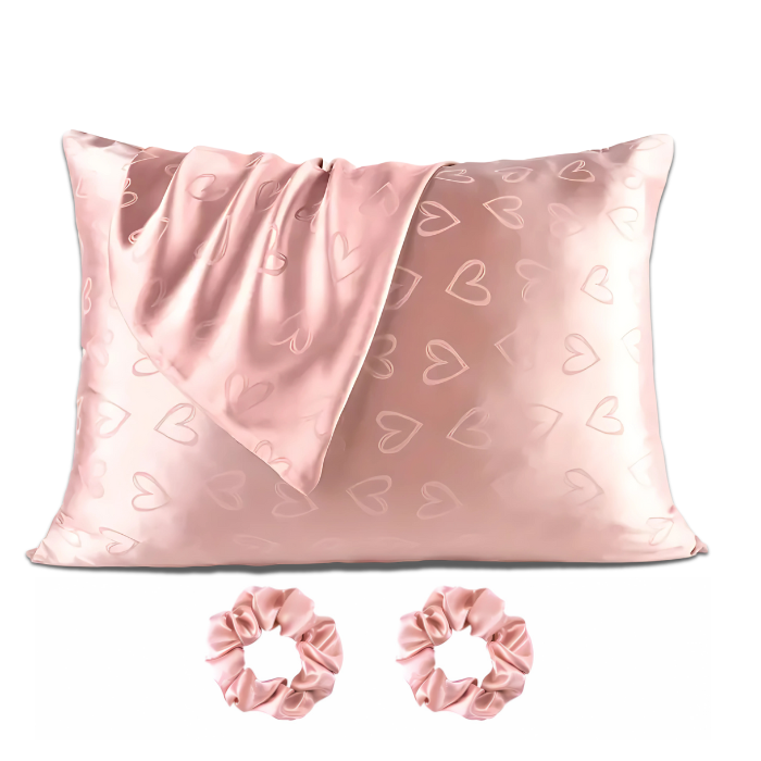 Heart Jacquard Satin Pillowcase Set