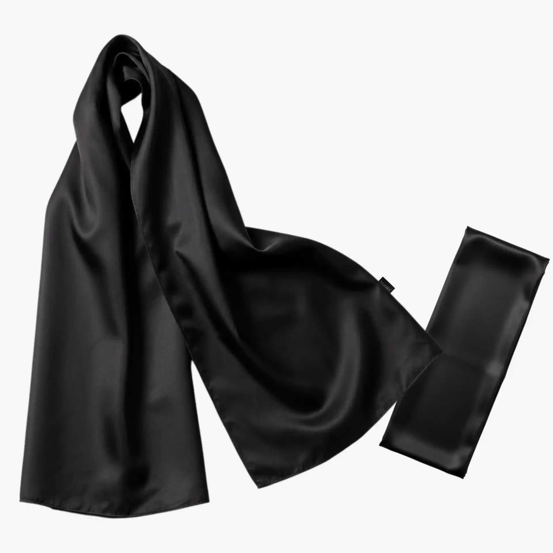 NuAira large protective satin scarf for frizz-free hair black