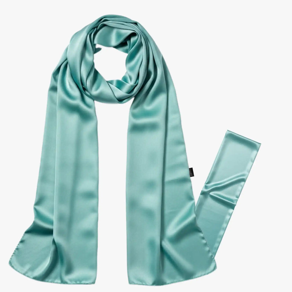 NuAira large protective satin scarf for frizz-free hair light teal