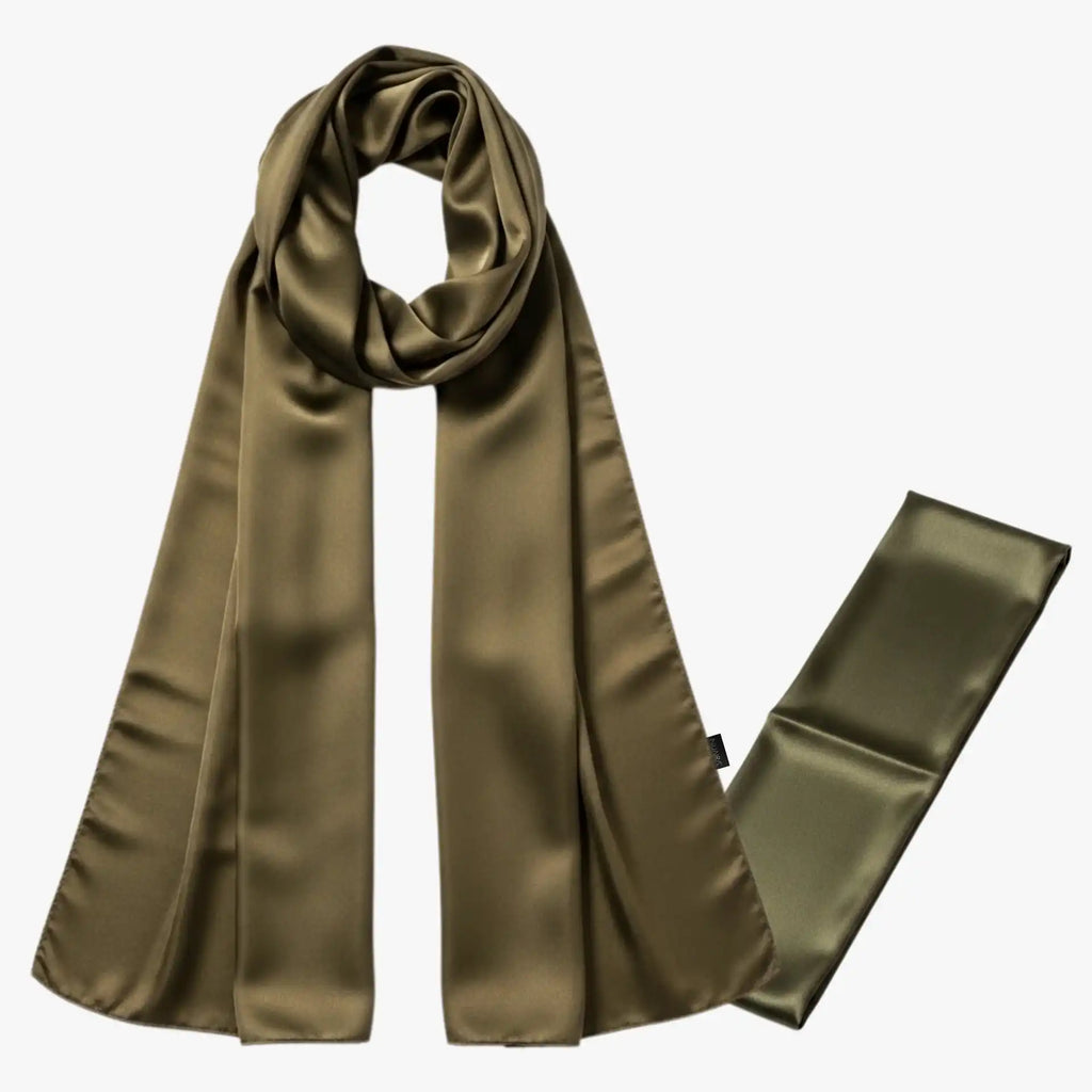 NuAira large protective satin scarf for frizz-free hair olive green