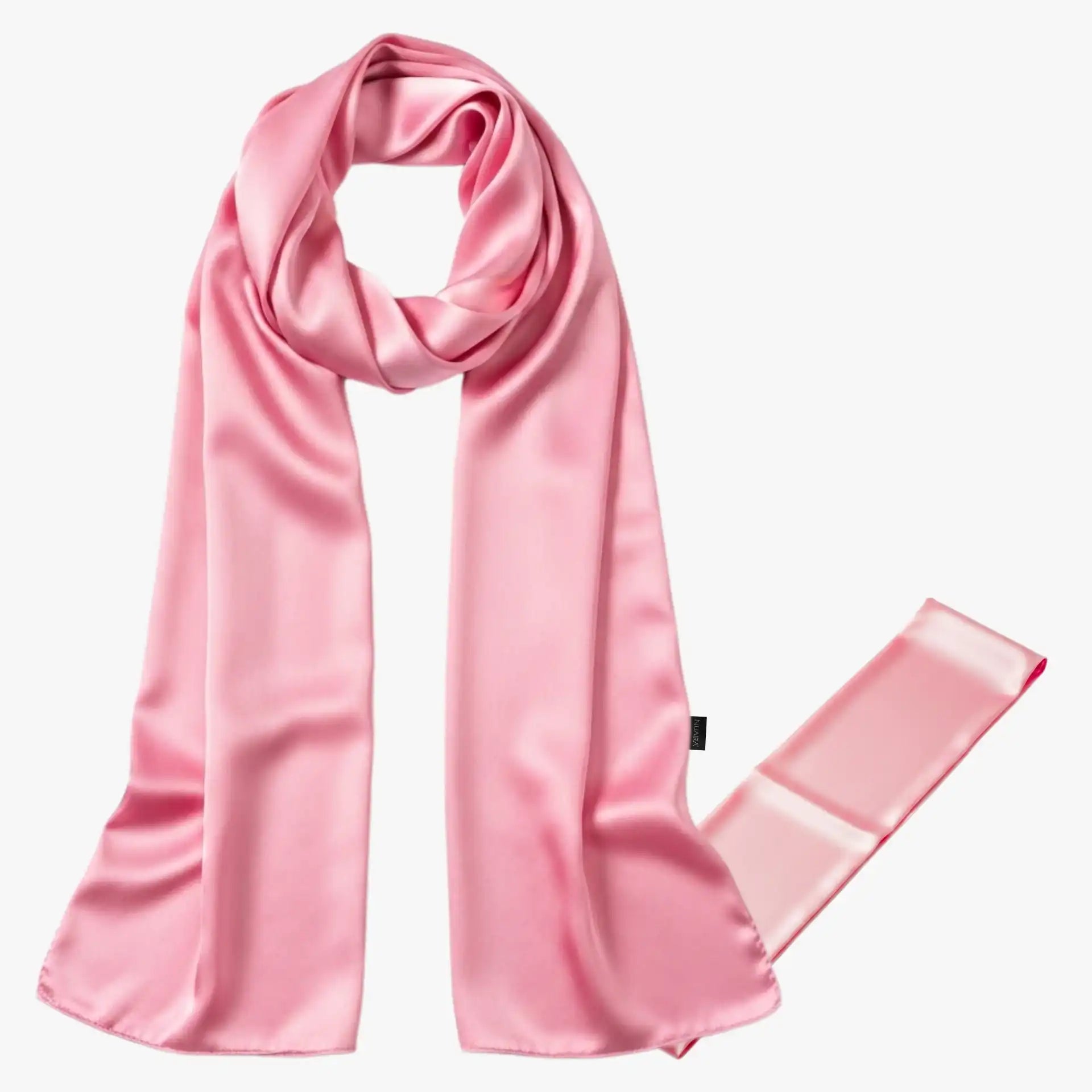 NuAira large protective satin scarf for frizz-free hair pink