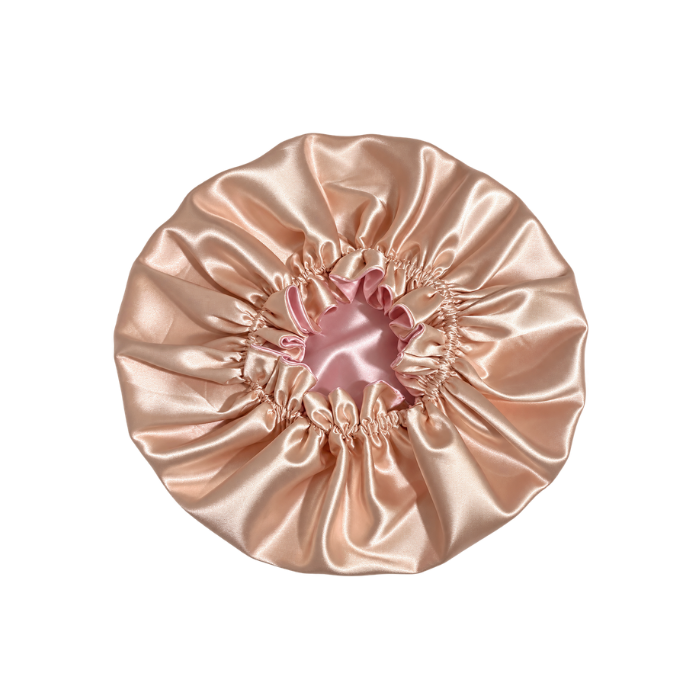 Peach Ruffled Bonnet with Blush Pink Lining, NuAira Co
