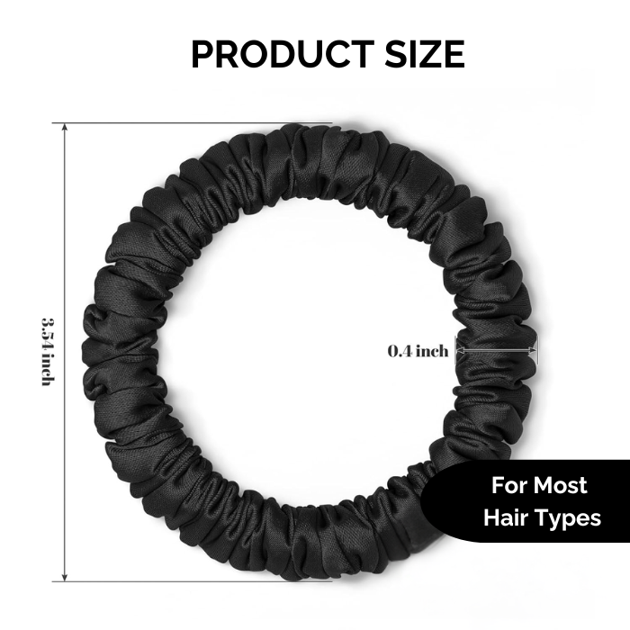 Snag-Free Petite Satin Scrunchies - Black - All Hair - 4pcs