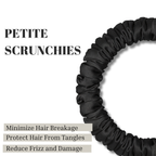 Snag-Free Petite Satin Scrunchies - Black - All Hair - 4pcs
