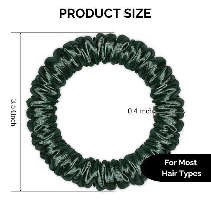 Snag-Free Petite Satin Scrunchies - Gold/Black/Green/Dark Green - All Hair - 4pcs