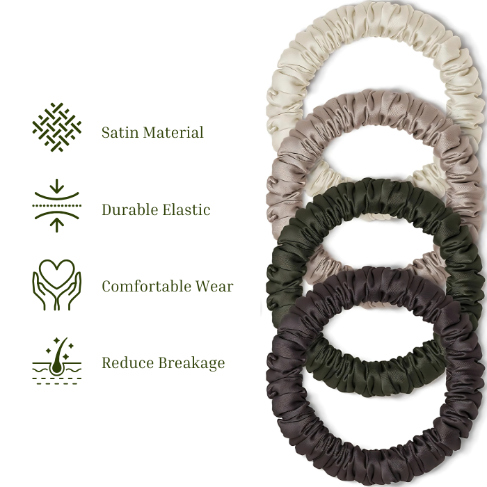 Petite Satin Scrunchies 4pc - Earthy