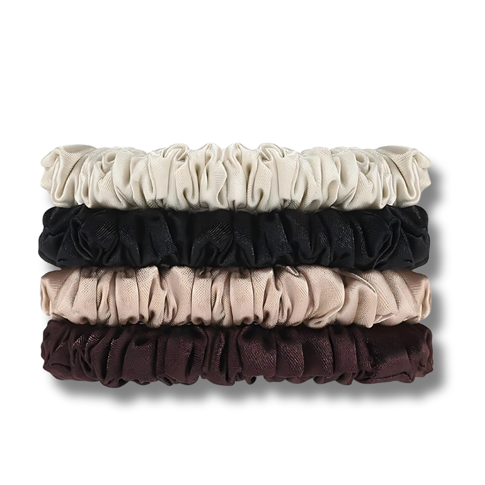 Petite Satin Scrunchies 4pc - Marsala