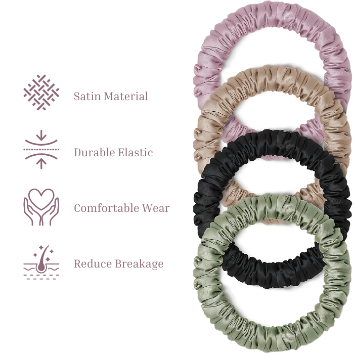 Petite Satin Scrunchies 4pc - Pastel Bloom