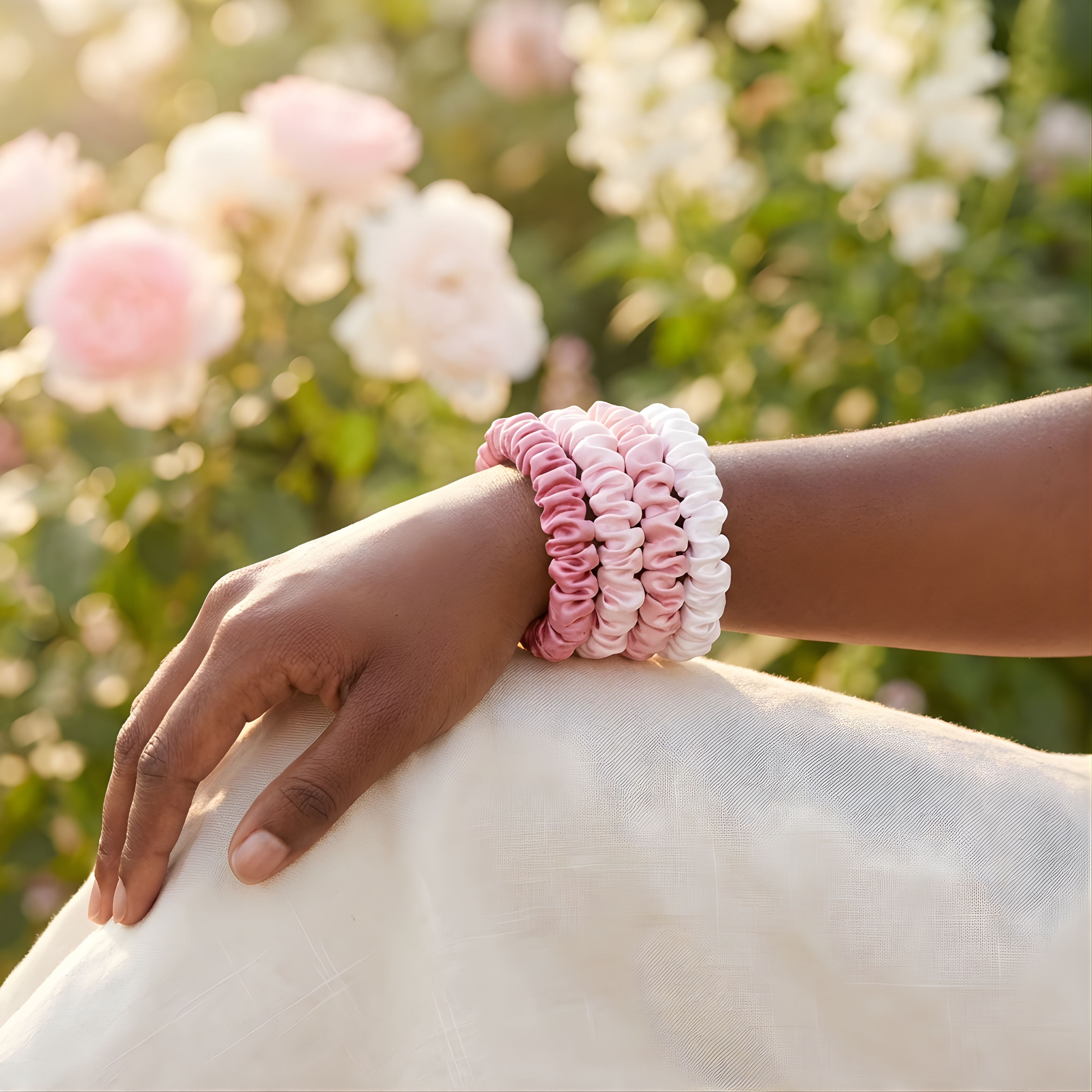 Petite Satin Scrunchies 4-Piece Set – Hair-Friendly, Soft & Stylish