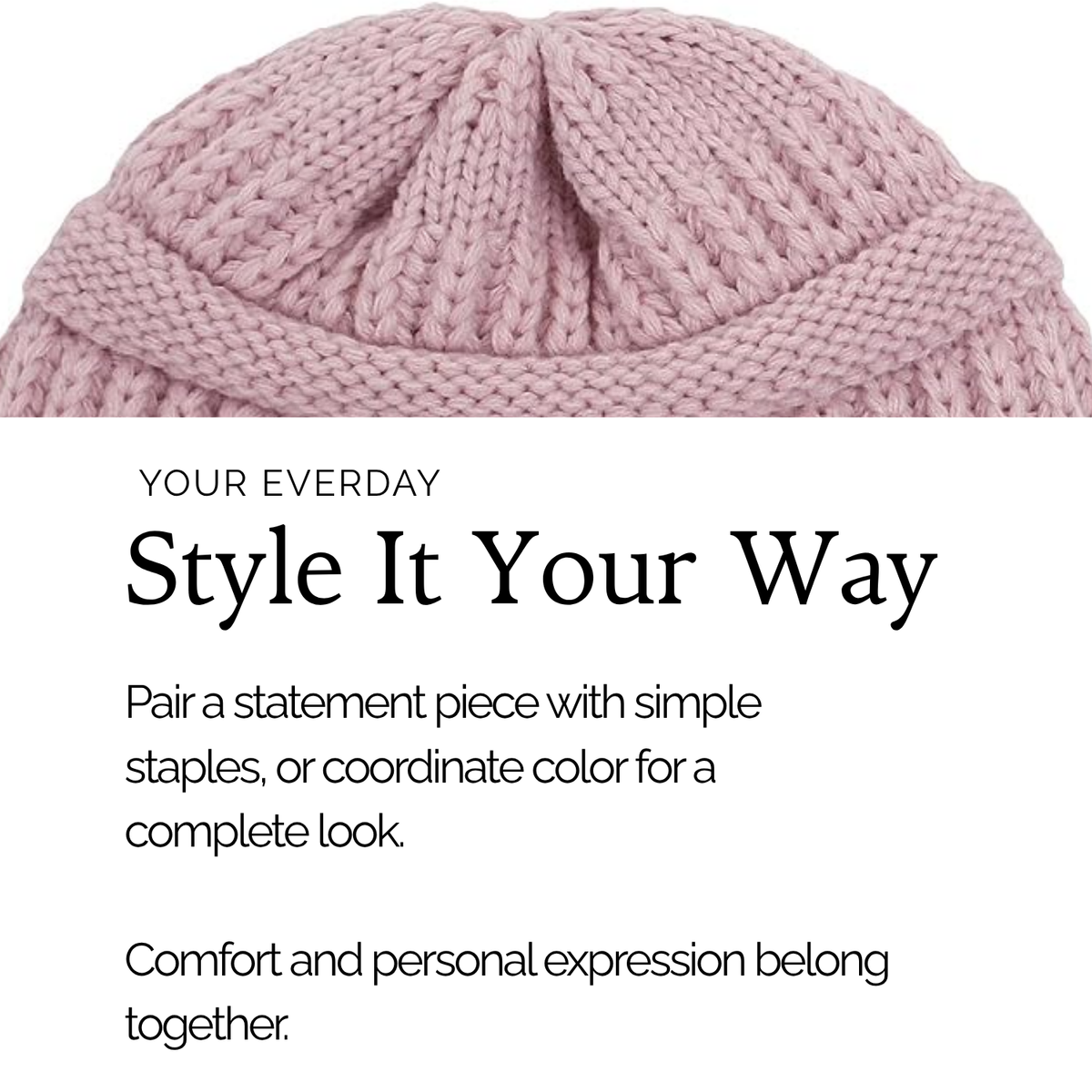 Pink Satin Lined Knit Slouch Beanie
