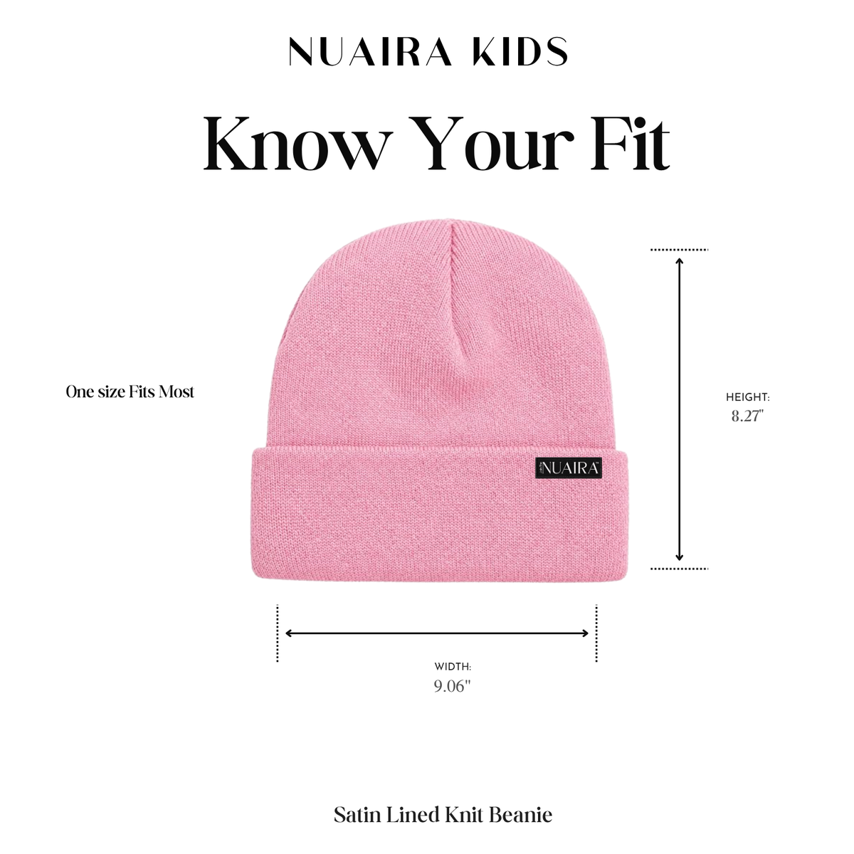 Pink Satin Lined Knit Beanie