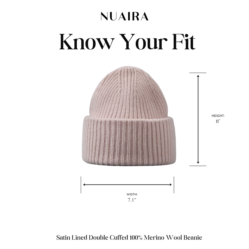 100% Merino Wool Satin Lined Beanie | Pink