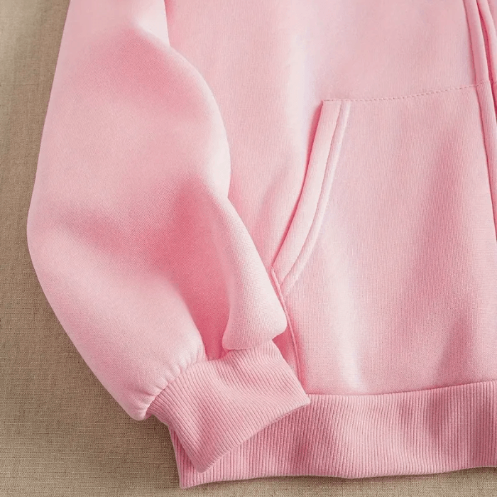 Pink Satin Lined Zip Up Hoodie