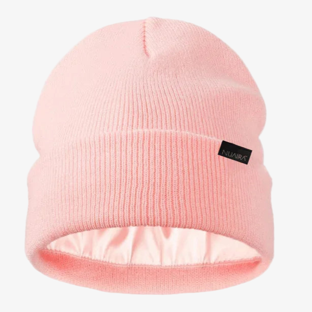 Warm and Soft adult knit winter beanie with satin lining by NuAira and Co
