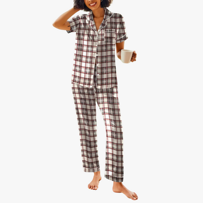 Plaid Satin Pajama Pants Set