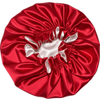 Red Satin Ruffled Bonnet with Pink Lining, NuAira Co
