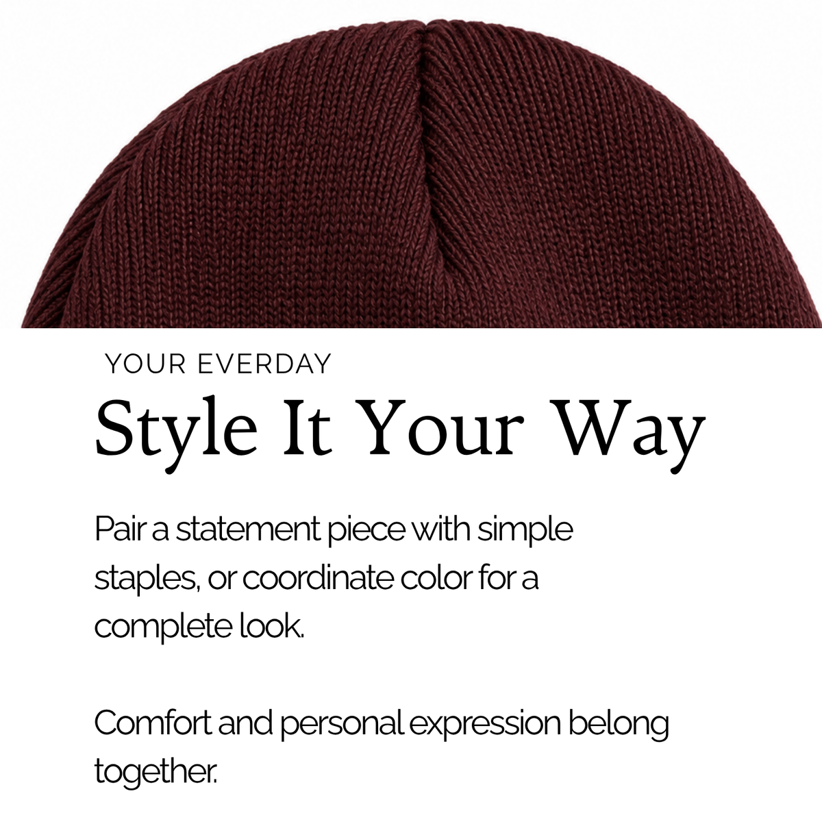 Red Wine Satin Lined Knit Beanie
