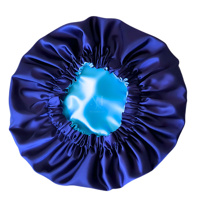 Royal Blue & Baby Blue Satin Bonnet