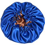 Royal Blue Ruffled Bonnet with Chocolate Brown Lining, NuAira Co
