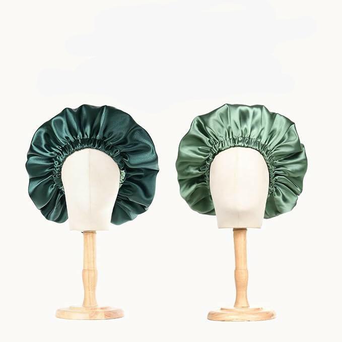 Sage Satin Bonnet with Adjustable Band.