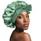 NuAira Sage Green Double Layer Satin Tie Band Hair Bonnet