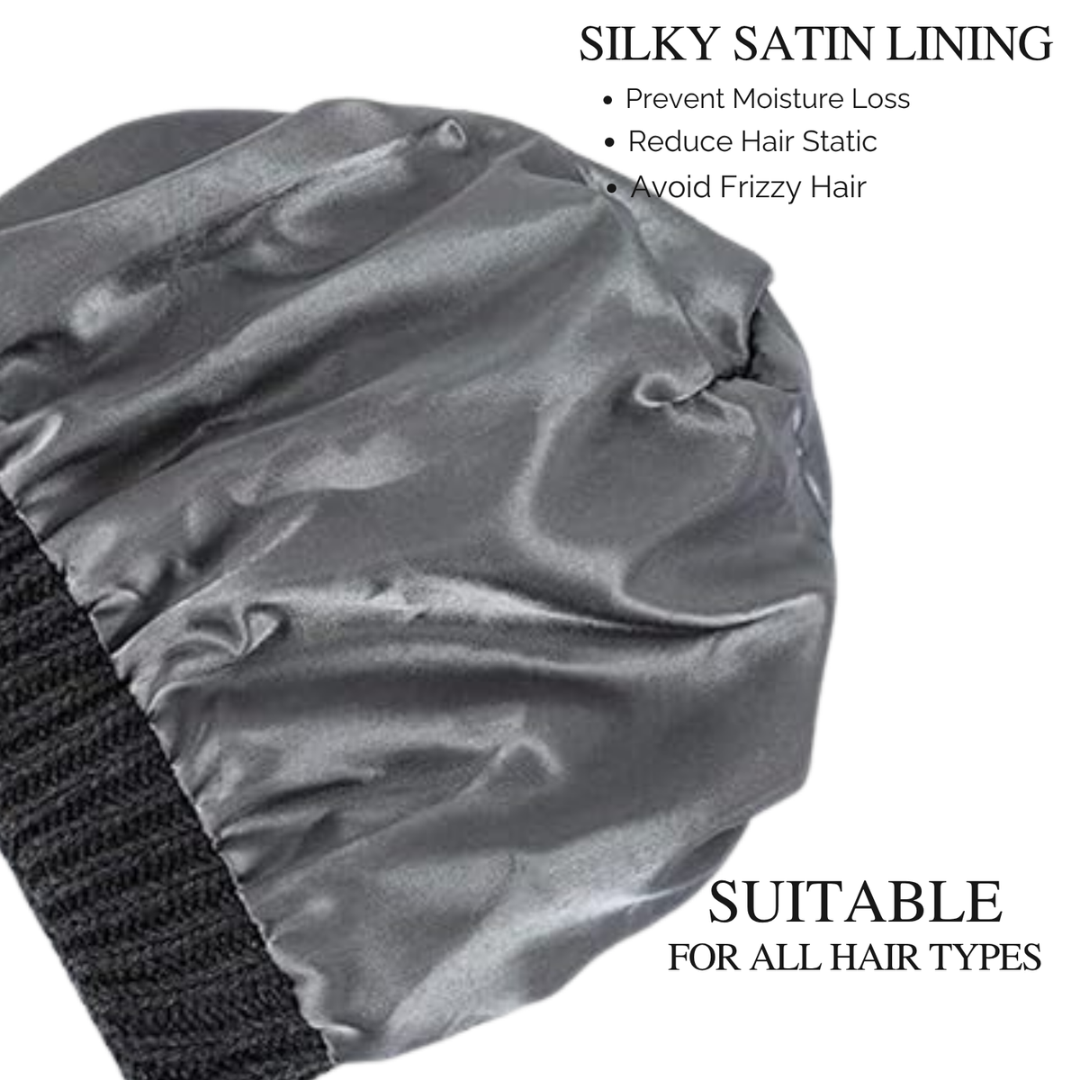 Grey Satin Lined Knit Slouch Beanie