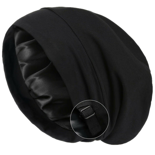 Satin Lined Slouchy Cap | Black - NuAira