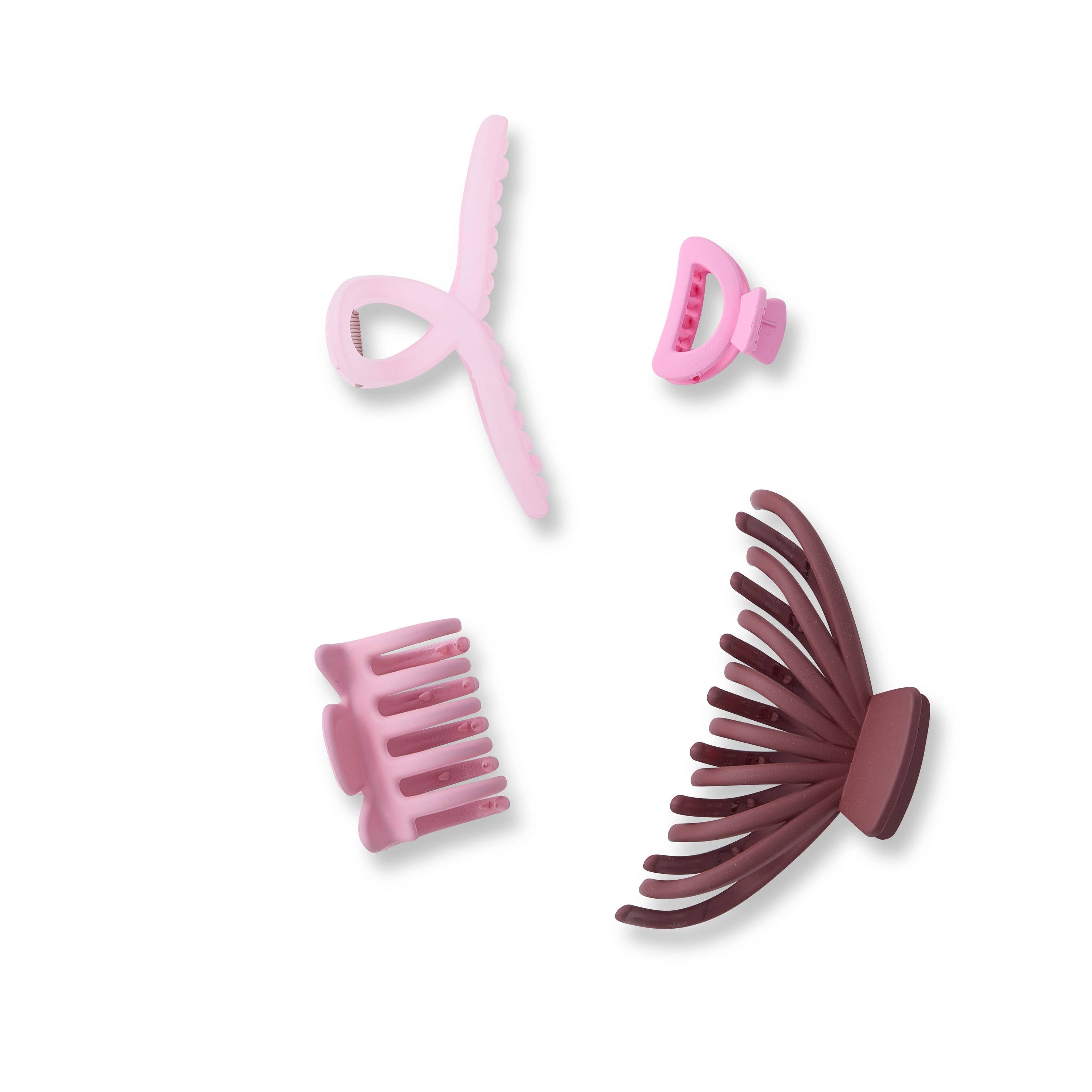 Set of pink and purple hair styling claw clips by NuAira & Co