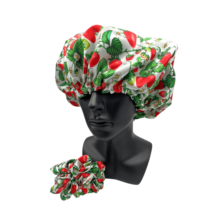 Strawberry Joy Satin Bonnet & Scrunchie - NuAira