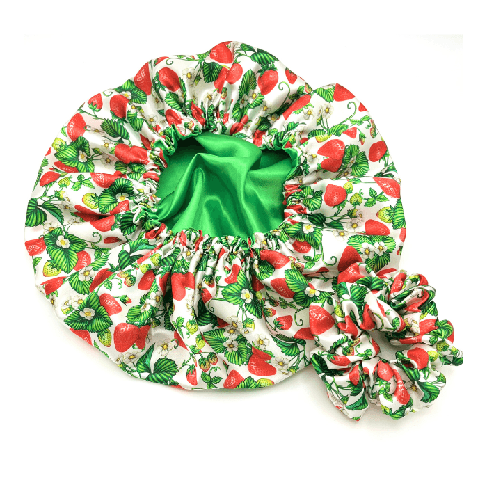 Strawberry Joy Satin Bonnet & Scrunchie - NuAira