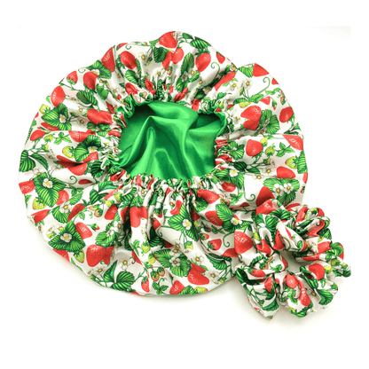 Strawberry Joy Satin Bonnet & Scrunchie - NuAira