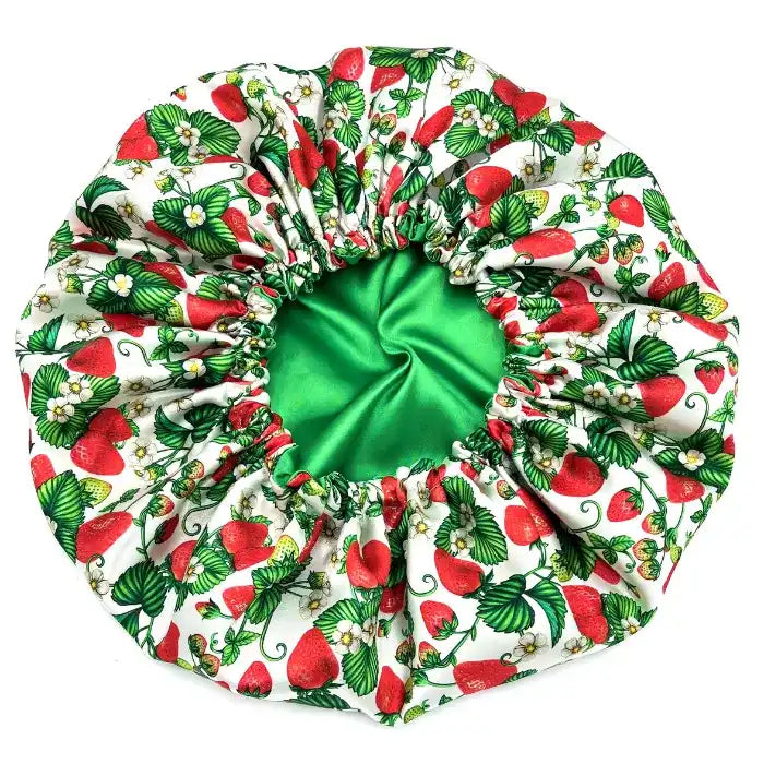 Strawberry Joy Satin Bonnet & Scrunchie - NuAira