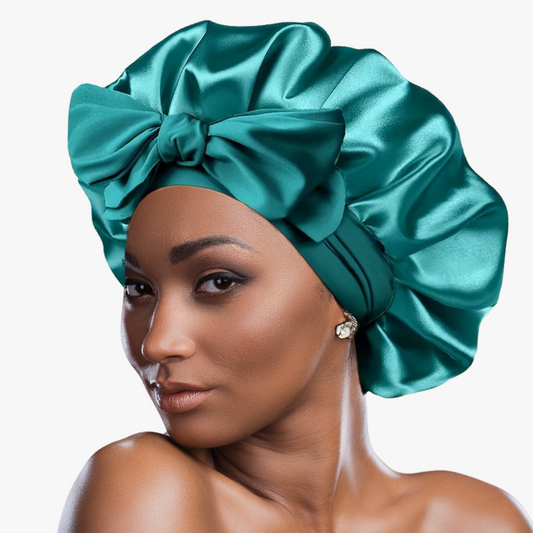 Double Layer Satin Bonnet with Tie Band | Teal.