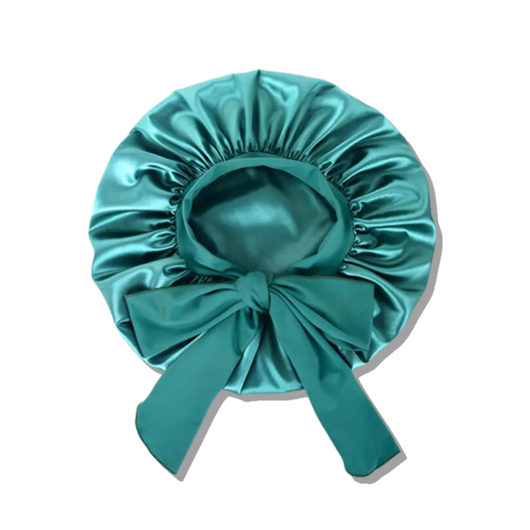 Double Layer Satin Bonnet with Tie Band | Teal.