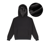 The Ultimate Black Satin Lined Hoodie, Oversized by NuAira. Premium cotton and silky satin lined hoodie. Great for all seasons. Stay warm. Stay Protected.