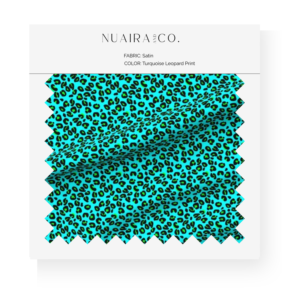 Turquoise Leopard Animal Print Satin Hair Bonnet for Curly Hair, Natural and Loc Hair. No Frizz, Moisture Retention, Healthy Hair.