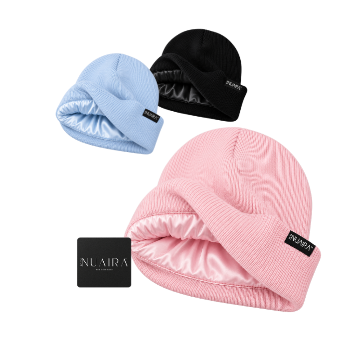 Kids Satin-Lined Winter Knit Beanie Hat