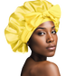 NuAira Yellow Double Layer Satin Tie Band Hair Bonnet