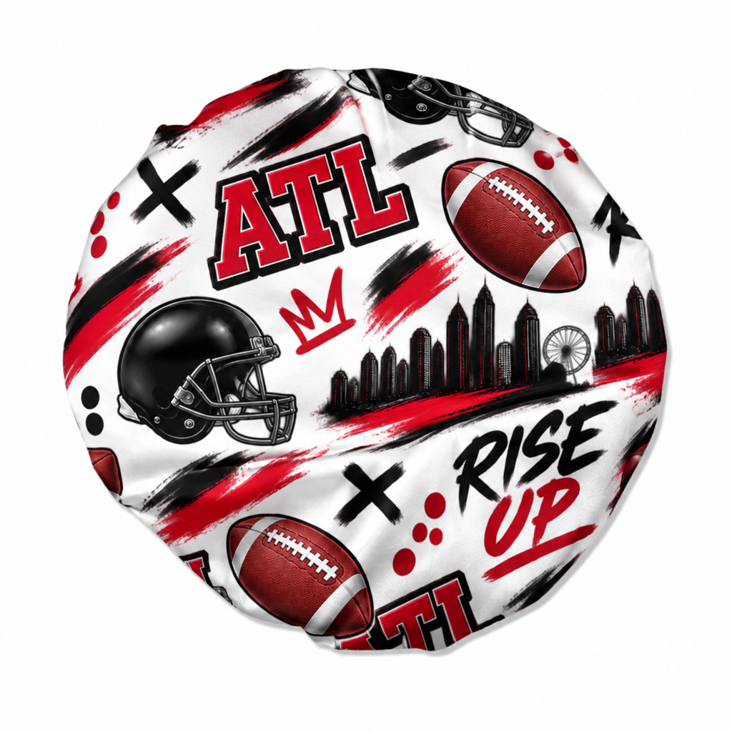 Atlanta Football Satin Bonnet | satin bonnet for natural, curly hair and braids by NuAira - product detail
