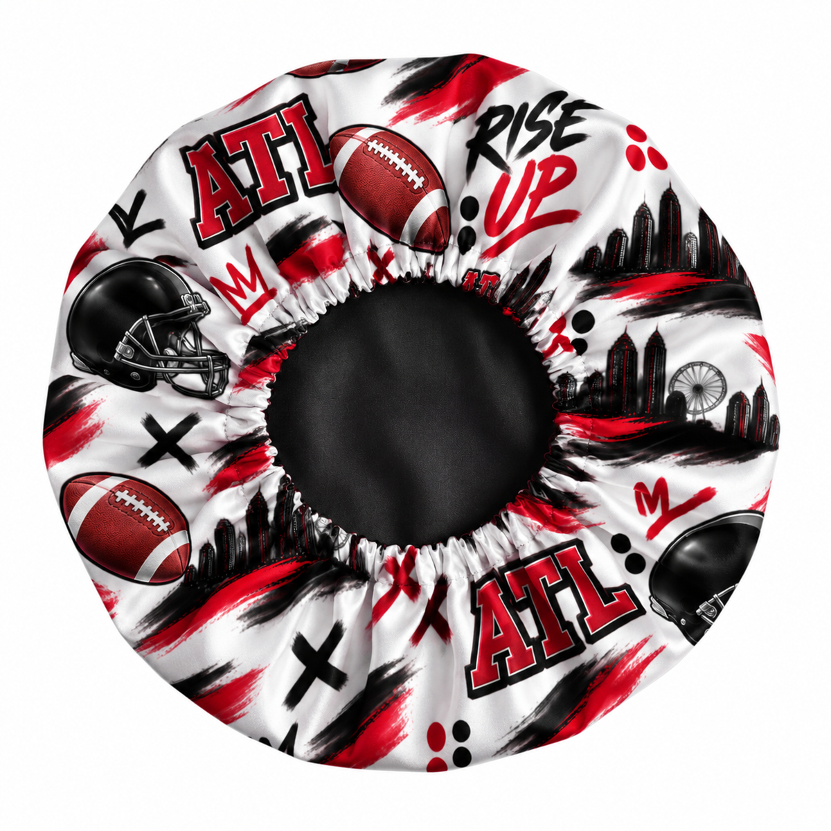 Atlanta Football Satin Bonnet | satin bonnet for natural, curly hair and braids by NuAira - additional view
