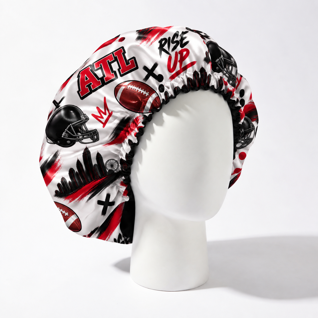 Atlanta Football Satin Bonnet | satin bonnet for natural, curly hair and braids by NuAira