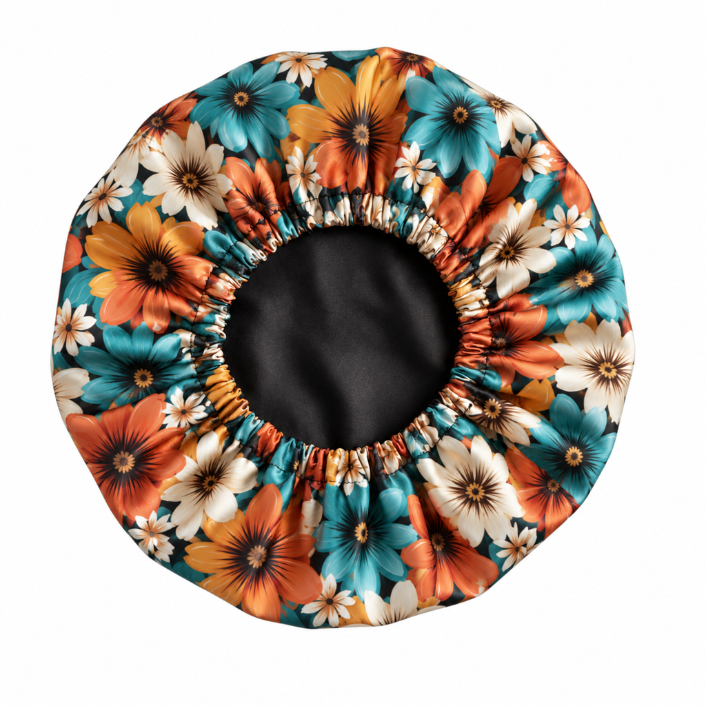 Autumn Blossom Satin Bonnet | satin bonnet for natural, curly hair and braids by NuAira - additional view