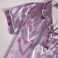 Purple Satin Pajama Shorts Set with Heart Print