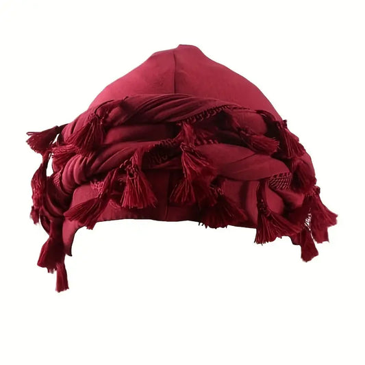 Satin-Lined Fringe Halo Turban - NuAira