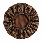 Brown Leopard Print Satin Bonnet | satin bonnet for natural, curly hair and braids by NuAira - additional view