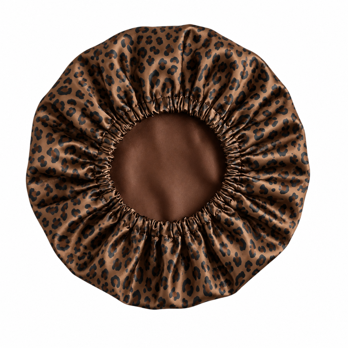 Brown Leopard Print Satin Bonnet | satin bonnet for natural, curly hair and braids by NuAira - additional view
