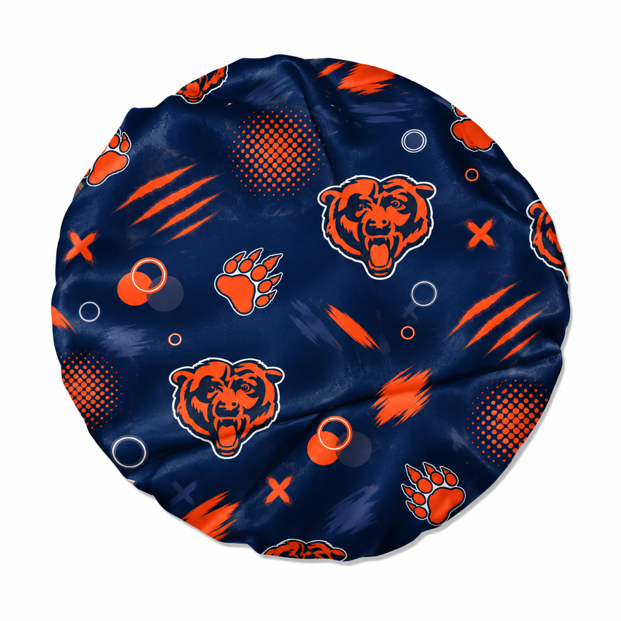 Chicago Football Satin Bonnet | satin bonnet for natural, curly hair and braids by NuAira - product detail