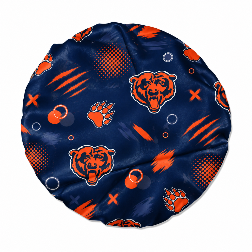 Chicago Football Satin Bonnet | satin bonnet for natural, curly hair and braids by NuAira - product detail