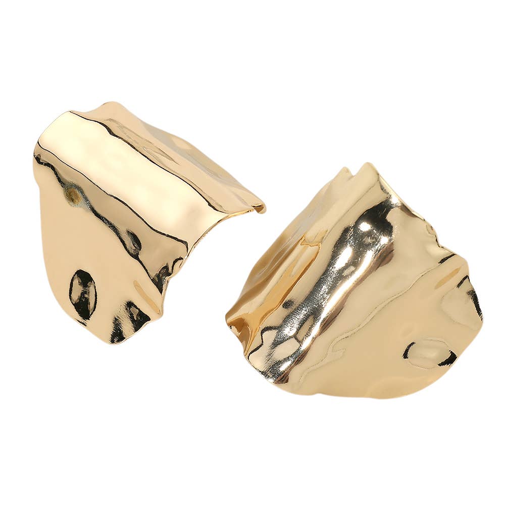 Bold Sculptural Wavy Metal Statement Earrings